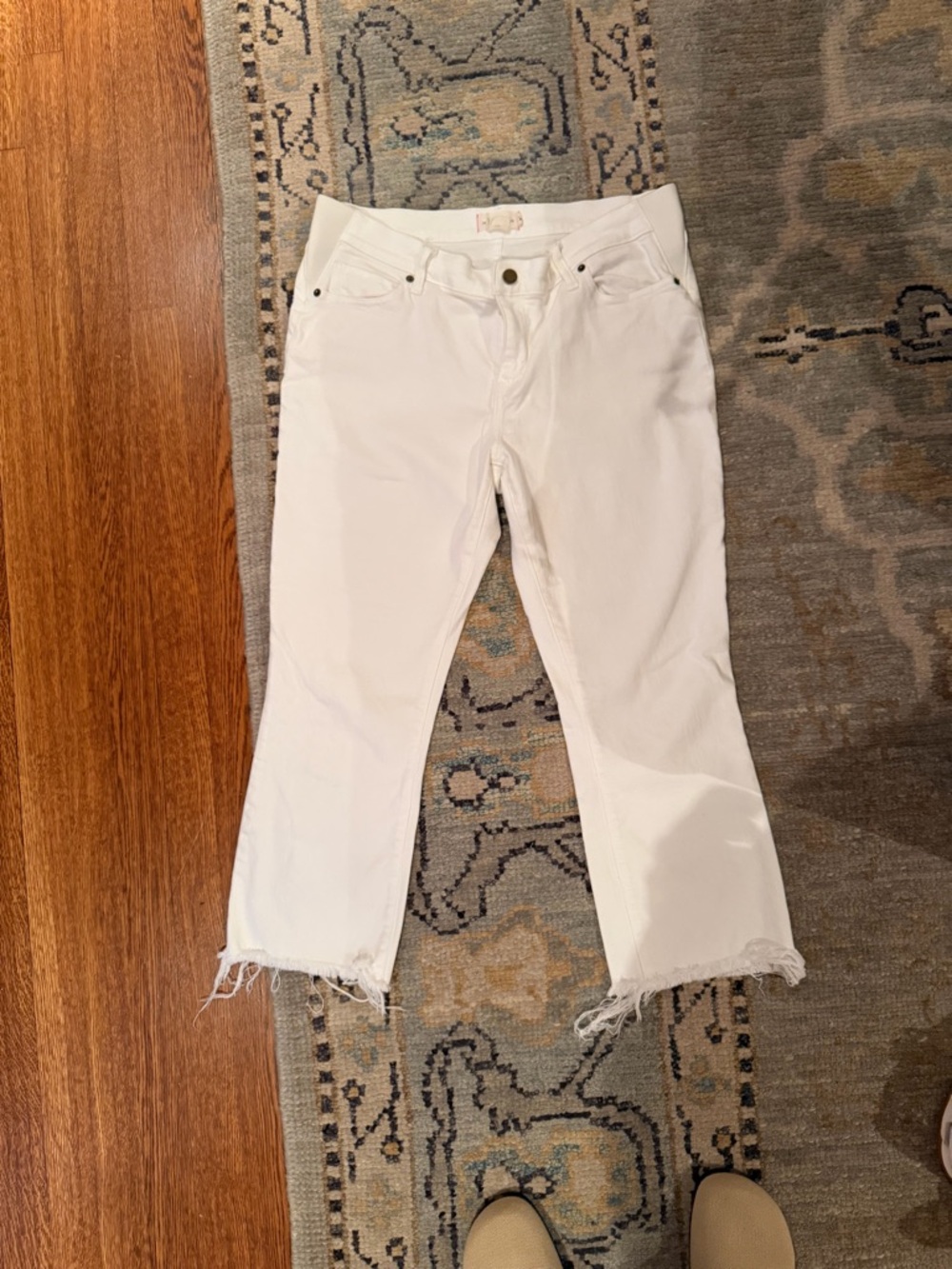 Hatch White Frayed Hem Wide-Leg Jeans
